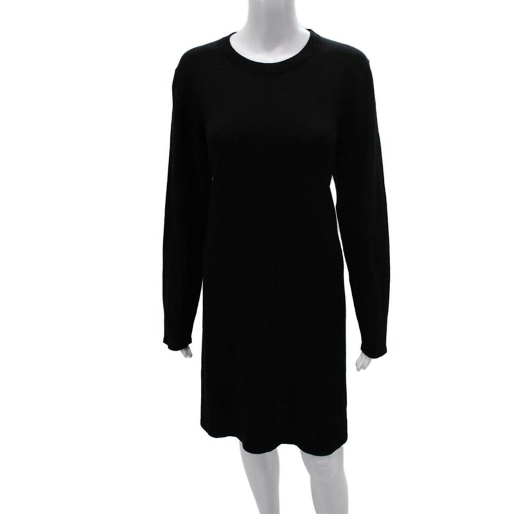 Repeat Women Sweater Dress Black Wool Crew Neck Long Sleeve Size L